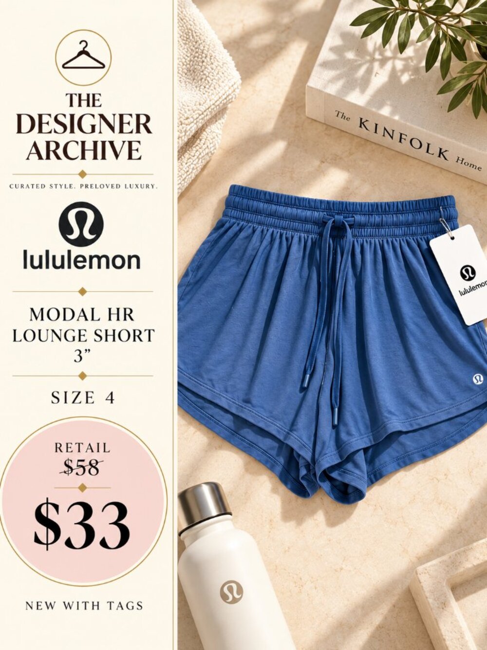 lululemon Modal High-Rise Relaxed-Fit Lounge Shorts 3” Size 4 NWT - Picture 2 of 3